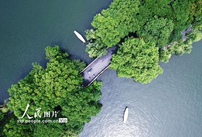 浙江杭州：西湖暑期旅游人氣旺