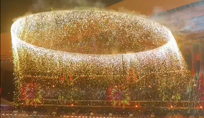 十五运开幕烟花秀“同心圆” 点亮大湾区夜空