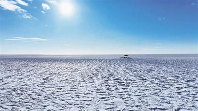 呼倫湖現罕見“龍鱗冰”奇觀 