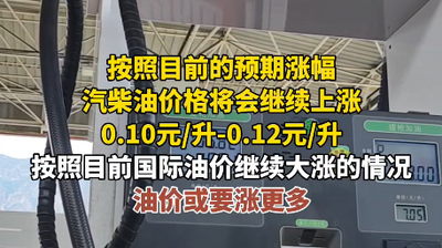 注意!油價(jià)要漲 調(diào)整時(shí)間：3月9日24時(shí)