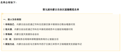祝賀！二連浩特市朝格畢力格獲評第九屆內(nèi)蒙古自治區(qū)道德模范
