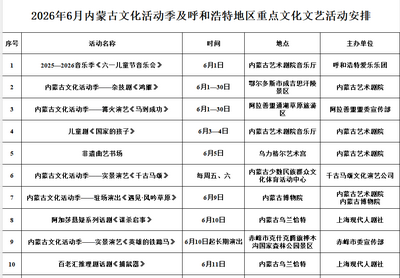 內(nèi)蒙古文化活動季 | 6月內(nèi)蒙古文化活動安排，一鍵收藏不迷路！