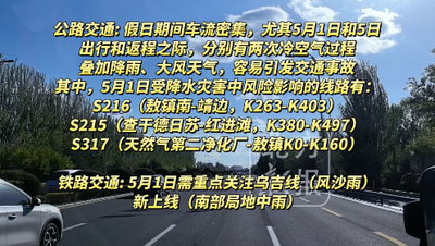 五一假期內(nèi)蒙古交通氣象預(yù)報出爐