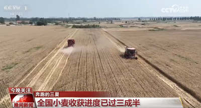 全國小麥收獲進度已過三成半