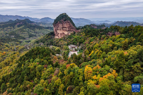 秋染麦积山